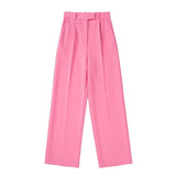 goosudu New Pink Pants Women High Waist Wide Leg Trousers Woman Casual Baggy Pant Suits Spring Streetwear Wide Pants