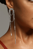 goosudu Silver Diamante Tassel Earrings