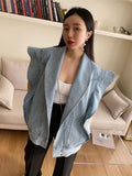 New Sleeveless Waistcoat Pockets Streetwear Oversized Spring Autumn Women's Denim Jeans Jackets Tops