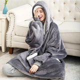 1pc, Ultra Cozy Wearable Hoodie Blanket - Wearable Blankets - Soft, Warm, Comfortable, Large Pockets, Perfect for Men and Women, Christmas Decoration, Party Supplies, Relaxation, Travel, Outdoor Activities