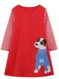 2-8 Years Old Toddler Girls' Comfy Long Sleeve Christmas Playwear Dress for Little Princesses