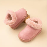 Eduba Girls' Winter Snow Boots - Cozy Fleece-Lined, Slip-On Suede Look, Warm & Comfy For Outdoor Play, Sizes 6-12