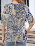 Spring/Summer Elegance: Chic Paisley Guipure Lace V-Neck Top - Durable, Non-Sheer & Easy Care