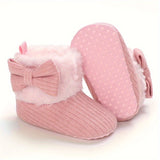 Adorable Bowknot Warm Booties For Baby Girls - Cozy, Breathable Crib Sock Shoes For Newborns & Toddlers, Perfect For Fall/Winter