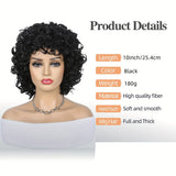 10 inch Synthetic Afro Curly Wig with Flattering Bangs - Natural Looking, High-Quality fibers for Women - Easy Maintenance, Versatile Style