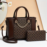 2pcs Chic Geometric Tote & Wallet Set - Versatile Fashion Handbag Duo with Elegant Pattern - Practical & Stylish for Work and Play