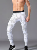 Men's High-Stretch Camouflage Sports Leggings - Active Mid Compression Pants for Outdoor Running & Training