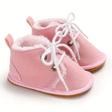 Adorable Baby Girls Soft Warm Furry Boots - Premium Lace-Up Design for Indoor/Outdoor Play - Cozy Winter Wear, Perfect for Autumn & Winter - Stylish and Versatile