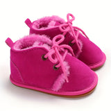 Adorable Baby Girls Soft Warm Furry Boots - Premium Lace-Up Design for Indoor/Outdoor Play - Cozy Winter Wear, Perfect for Autumn & Winter - Stylish and Versatile