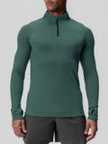 EliteFit Men's Long Sleeve Compression Shirt - Moisture-Wicking, Four-Way Stretch, Zippered Neckline, Athletic Gym Top for Enhanced Performance and Comfort - Ideal for Fitness Enthusiasts and Athletes