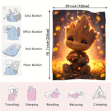 Disney Marvel Guardians of the For Galaxy Groot Cartoon Flannel Throw Blanket - Versatile All-Season Cozy Warmth for Bedroom, Living Room, and Office