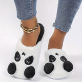 Cute Cartoon Panda Fluffy Home Slippers, Soft Sole Closed Toe Plush Lined Shoes, Non-slip Bedroom Mute Slippers, Winter & Autumn