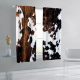 2pcs, White And Brown Cow Print Country Farm Animal Cowhide Print Funny Farmhouse Vintage Curtains, Translucent Curtains Privacy Protector Curtains Bedroom Office Living Room Decor
