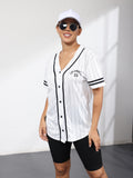 Baseball Jersey for Woman - V-Neck 'Los Angeles' Printing Tops Button Casual Softball Shirt Activewear Tee Versatile & Comfy for Spring to Summer