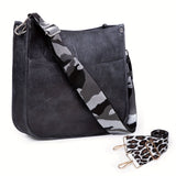 Viva Chic Vegan Leather Crossbody Bag for Women - 2 Adjustable Guitar Straps, Zipper Closure, Polyester Lining, Solid Color Pattern, Casual Style, Faux Leather Material