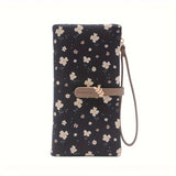 Long Style Wallet, Floral Print, Casual Zippered Folding Coin Purse, Multiple Card Slots, Clutch Handbag