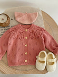 All-match Toddler Baby's Jacquard Hollow Knitted Coat, Cotton Long-sleeved Air Conditioning Cardigan