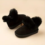 Girls Winter Fashion Suede Suede Suede Solid Color Velvet Warm Lassoed Casual Snow Boots, Outdoor