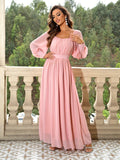 Chic Maxi Dress with Cinched Waist - Long Sleeve Elegance - Versatile for Formal & Casual Occasions - Array of Vibrant Colors