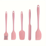 5/6pcs, Silicone Spatula Set, Food Grade Cake Cream Scrapers And Oil Brush, Baking Tools, Kitchen Gadgets, Kitchen Accessories