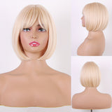 Chic 130% Density Blonde Bob Wig with Bangs for Women: Realistic Scalp, Comfort Rose Net Cap, Ideal for Daily and Party Use