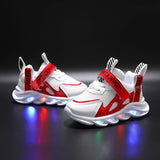 LED Light Mesh Sneakers - Ultra-Lightweight Low Top Design with Advanced Breathable Mesh Upper, Superior Shock-Absorbing Technology, and High-Performance Running Shoes - Perfect for Active Boys, Suitable for Year-Round Wear, Fashionably Trendy and Cool De