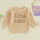 Baby Girl Christmas Sweaters Cute Long Sleeve Letter Embroidery Knit Pullover Infant Tops