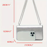 Solid Color Square Shoulder Chain Bag, All-Match Trendy Wallet, Women's Faux Leather Bag