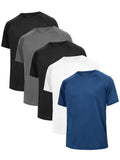 Five-piece Set Men's Loose Sports Quick Drying Short Sleeve Top, Mesh Breathable Exercise Fitness T-shirt