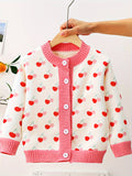 Adorable Girls Pearl Button Bow Knitted Sweater Cardigan - Soft, Cozy & Fashionable for Your Little Princess!