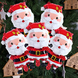 5pcs Santa Claus Foil Balloons with Golden Belt - Perfect for Christmas & New Year Celebrations, Self-Sealing Aluminum Film Party Decor