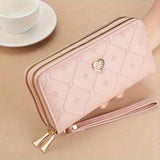 Women's wallet with double zippers, large capacity, classic fashion, and multiple slots