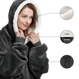 1pc Plush Wearable Blanket Hoodie with Sleeves - Ultra Soft, Oversized, Thickened, Warm, and Cozy Hooded Blanket Sweatshirt for Adults, Perfect Gift for Girlfriend, Women, and Mom