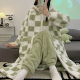 Cozy Plaid Bear Hooded Robe - Soft Flannel Wearable Blanket with Long Sleeves, Perfect for Fall & Winter | Machine Washable