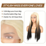 30Inch Honey Blonde Ombre Synthetic Wig - Ultra-Realistic Pre-Plucked 13X4 Lace Front - Heat-Resistant Cosplay Wig for Women - Seamless Everyday Transformation