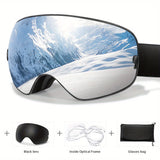 Anti-Fog Ski Goggles with Protection, Interchangeable Lens & Carrying Bag - Perfect for Snowboarding, Skating & Outdoor Adventures