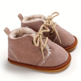 Adorable Baby Girls Soft Warm Furry Boots - Premium Lace-Up Design for Indoor/Outdoor Play - Cozy Winter Wear, Perfect for Autumn & Winter - Stylish and Versatile