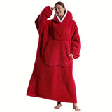 Extra Long Wearable Blanket Hoodie For Women Men Adults Oversized Hooded Blanket Sweatshirt, Super Soft Warm Comfortable Giant Wearable Blanket Hoodie With Big Pocket