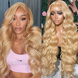 Honey Blonde Lace Front Wig Human Hair 27# Colored Human Hair Lace Front Wigs 13x6 Body Wave Glueless Lace Front Wigs Human Hair 180% Density 22 26 28 30 32Inch