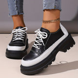 Vibrant Women's Colorblock Platform Sneakers - Round Toe, Lace Up, Low Top, Versatile, Comfortable, Breathable, Fashionable Loafers for Casual Daily Wear