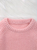 Cozy Casual Crew Neck Baby Sweater - Easy Care Long Sleeve Pullover with Stylish Mermaid Hem for Fall/Winter