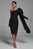 goosudu Abbey Black One Shoulder Bandage Dress