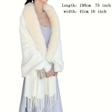 Beige Luxury Imitation Mink Shawl Cardigan - Soft Knitted Warmth, Oversized Tassel Cape - Stylishly Elegant, Ultimate Coldproof for Outdoor Chic