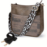 Viva Chic Vegan Leather Crossbody Bag for Women - 2 Adjustable Guitar Straps, Zipper Closure, Polyester Lining, Solid Color Pattern, Casual Style, Faux Leather Material