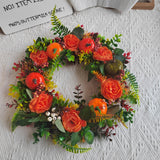 Autumn Harvest Wreath - 17.78in Peonies and Pumpkins with Berries and Pinecones, Suitable for Halloween, Thanksgiving, Christmas, Easter and Farmhouse Decor