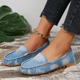 Women's Comfort Denim Loafers - Soft Round Toe, Slip-On Design, Breathable Casual Walking Flats for Outdoor Activities