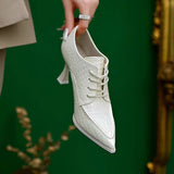 woloong New Brand Women Pumps Fashion Low Round Heel Ladies Slingback Pointed Toe Slip On Oxford Shoes Casual Office Shoe