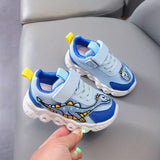 Dinosaur Pattern Mesh Luminous Sole Chunky Shoes Trendy Retro Comfy Breathable Sneakers For Boys