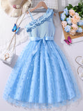 Adorable Summer Princess Dress - Polka Dot & Frill-Trim, Durable, Easy-Care Knit for Stylish Comfort