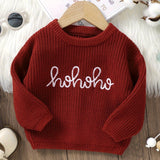 Adorable HOHOHO Embroidered Cable Knit Sweater - Soft, Cozy, and Warm Long Sleeve Top for Toddler and Infant Girls - Perfect for Fall and Winter Season, Casual Daily Wear, and Holiday Gift